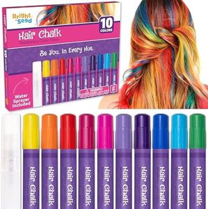 Bright Seed Hair Chalk For Girls Washable, Temporary Hair Color, Paint & Dye for Kids, Makeup Kit of 10 colors, Great Toy & Birthday Gifts for Kids Age 5 6 7 8 9 10 11 12 13, Craft for Tween & Teen