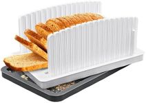 Aulivra Bread Slicers for Homemade Bread, Bread Slicer Guide with Adjustable Width and Crumb Tray, Foldable Compact Plastic Bread Loaf Cutter Slicer for Kitchen Baking Homemade Bread,Cake,Taost,Bagels