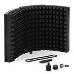 TONOR Microphone Isolation Shield, Studio Mic Sound Absorbing Foam Reflector for Any Condenser Microphone Recording Equipment Studio, Black