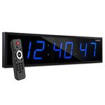 Ivation Huge 36" Inch Large Big Oversized Digital LED Clock with Stopwatch, Alarms, Countdown Timer & Temp - Shelf or Wall Mount (Blue) | 6-Level Brightness, Mounting Holes & Hardware