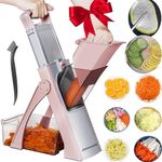 Jonscook Safe Mandoline Food Slicer For Kitchen - Vegetable Chopper With Adjustable Thickness, Multifunctional Veggie Chopper Vegetable Cutter Slicer Dicer For Onion Potato Tomato - Pink