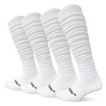 Youper Scrunch Padded Football Socks 2 Pack, Extra Long Sports Soccer Socks for Men & Boys, White, L