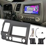 ECOTRIC Car Radio Dash Board Compatible with 2006-2011 Honda Civic Double 2 Din Dashboard Kit Housing Trim Bezel Panel with Wiring Harness