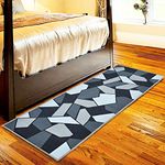 ishro home 3D Printed American Bedside Runner Carpet Anti Skid for Home/Kitchen/Kitchen/Living Area/Office Entrance.(Black Crystal, 22 X 55)Nylon