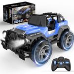 DEERC Remote Control Cars RC Racing Cars 1:18 Scale 80 Min Play 2.4Ghz LED Light Auto Mode Off Road RC Trucks with Storage Case All Terrain SUV Jeep Cars Toys Gifts for Boys Kids Girls Teens Blue