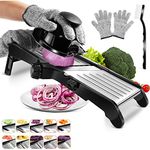 MASTERTOP Mandoline Slicer for Kitchen Adjustable Stainless Steel Food Slicer Vegetable Chopper Onion Waffle French Fry Cutter Potato Chip Julienne Slicer with Safety Gloves