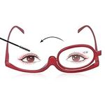 Agatige Magnifying Makeup Glasses, Single Lens Makeup Reading Glasses Magnifying Flip Down Cosmetic Readers Glasses for Women (Red)(+2.50)