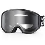 EXP VISION Ski Goggles Snowboard for Men Women, OTG Anti Fog UV Protection Snow Goggles (Black Frame Clear)