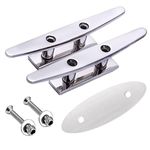 Boat Cleat 316 Stainless Steel Mooring Accessories,Flat Top Open Base Dock Cleat 6 Inch,Pack of 2,Include Installation Accessories Screws