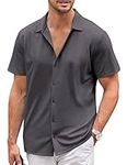 COOFANDY Mens Short Sleeve Button Down Shirts Casual Wrinkle Free Summer Beach Shirt