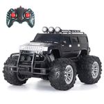 Popsugar Off Roader Rechargeable Remote Control Monster Truck with 2 Speeds and 4 Headlight Modes | Lithium Battery | C-Type Charging | Remote Control Car for Kids | Made in India, Black Mat