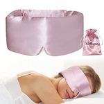 iCooBreeze Silk Eye Mask for Women for Men,Sleep Eye Masks,Eye Mask for Sleeping Silk,Blackout Eye Covers Adjustable,Skin Friendly Large Size, Soft Pressureless,1pc, Lotus Pink