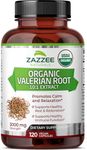 Zazzee USDA Organic Valerian Root 10:1 Extract, 3000 mg Strength, 120 Vegan Capsules, 4 Month Supply, Valeriana officinalis, 10X Potency, 100% Vegetarian, All-Natural, Non-GMO, Made in The USA