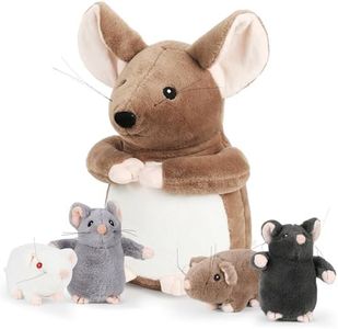 14'' Large Mommy Rat Plush - 5 Pcs Mouse Stuffed Animals Set with 4 Cute Baby Mouse in Her Tummy Soft Cuddly Mouse Plushie for Suitable for Girls, Boys, Birthday Gifts, Christmas Party Decorations