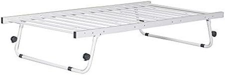 Panana Metal Trundle Bed White Steel Frame Single Bed Kids (White, Trundle)