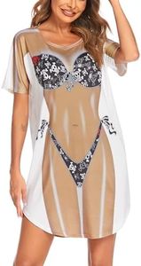 Ekoauer Camisolas y Pareos Mujer Sexy Bikini Cover Up Verano Vestido de Playa Suelto T-Shirt Funny, Cráneo, XL