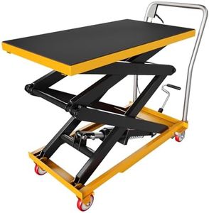 Hydraulic Lift Table Cart, 330lbs Capacity 50" Lifting Height, Manual Double Scissor Lift Table with Locking Wheels and Non-Slip Pad, Hydraulic Scissor Cart for Material Handling