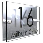 Modern Perspex Steel Aluminium Perspex Acrylic House Number Wall Plaque Sign