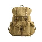 FANDARE Canvas Backpack Vintage Travel Rucksack Hiking Backpack Outdoor Daypacks Trekking Rucksack for Men Women Sport Travel Camping Mountaineer Knapsack Khaki