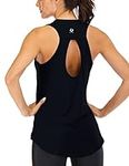 Fihapyli ICTIVE Yoga Tops for Women Loose fit Workout Tank Tops for Women Backless Sleeveless Keyhole Open Back Muscle Tank Running Tank Tops Workout Tops Racerback Gym Summer Tank Tops Black L