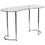 Flash Furniture Contemporary Desk with Clear Tempered Glass, Silver