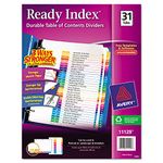 Avery Ready Index Table of Content Dividers for Laser and Inkjet Printers, 1-31, Multi-Colour, 1 Set, (11129)