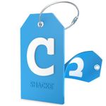 Initial Luggage Tag with Full Privacy Cover and Stainless Steel Loop (Aqua Teal)