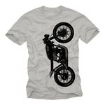 Cafe Racer T Shirt - CB550 Motorbike - Vintage Motorcycle Clothing for Men Gray L