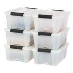 IRIS USA 12.3L (13 US QT) Stackable Plastic Storage Bins with Lids and Latching Buckles, 6 Pack - Pearl, Containers with Lids and Latches, Durable Nestable Closet Garage Totes Tub Boxes for Organizing