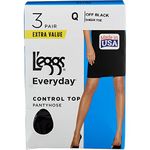 L'eggs Women's Everyday Control Top Panty Hose, Barely Black, Q