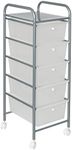 Honey Can Do 5-Drawer Rolling Storage Cart with Plastic Drawers, Silver CRT-08923 Clear