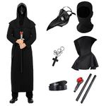 Funnlot Plague Doctor Costume,Men's Plague Doctor Outfit,Medieval Costume with Plague Doctor Mask,Men's Halloween Costumes Set with Long Nose Bird Mask (L)