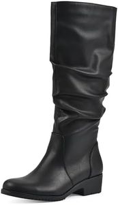 CLIFFS BY WHITE MOUNTAIN Women's Duration Cushioned Block Heeled Tall Boot, Black/Burn/Smooth, 11 XX-Wide