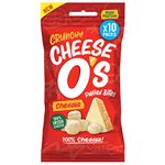 CheeseO's Crunchy Puffed Cheese Snacks | Variety Multipack | High Protein | Low Carb | Vegetarian | Gluten Free | Healthy Cheese | Crunchy, Baked and Tasty (10 X 25 gm, Cheddar)