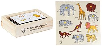 Skillofun My First Learning Puzzle - Animal and Babies, Multi Color & Skillofun - SFS-44D Wooden Kingsize Identification Tray Wild Animals, Multi Color