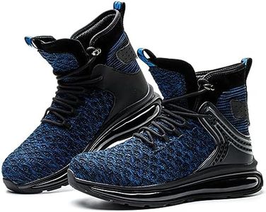 SYLPHID Men Steel Toe Sneakers Women Safety Shoes High top Work Shoe with Air Cushion Lightweight Breathable Puncture Proof, Women10/Men8.5, Blue