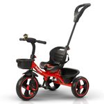 Baybee Trixg Pro 2 in 1 Baby Tricycle for Kids, Smart Plug & Play Kids Cycle with Parental Push Handle, Bell & Storage Baskets| Kids Tricycle Trike | Baby Cycle for Kids 2 to 5 Years Boy Girl (Red)