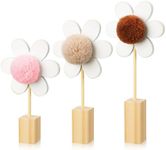 Beeveer 3 Pcs Boho Wooden Flowers Daisy Wooden Nursery Shelf Decor Standing Boho Daisy Decor Set Floral Aesthetic Flower Wall Art Bohemian Baby Decor for Nursery Bedroom Party Table Boys Girls Kids