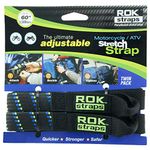 ROK Straps Motorcycle Adjustable Luggage Strap 25mm - 18"- 60" (Twin Pack) Black/Blue/Green ROK001