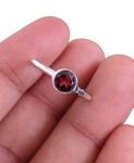 Garnet Silver Ring 925 Sterling Silver Handmade Minimalist Stackable Petite Women Ring Natural Red Garnet 6 MM Round Cut Gemstone All Size F to Y (US) Ring Jewelry