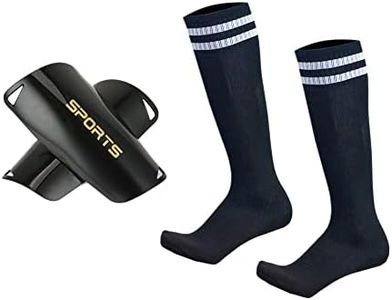 Soccer Shin Guards Kids Youth Over Knee Sleeves Shin Pads and Soccer Socks for 3-13 Years Old Boys and Girls for Football Games EVA Cushion Leg Carf Protection Reduce Shocks and Injuries Set of 2 Pairs (Black)