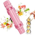 FrZslpka Sushi Maker Sushi Roller,【Upgraded】 Sushi Making Kit with Sushi Bazooka, 2-in-1 Sushi Roll Maker for Making Sushi at Home, Food Grade Non BPA Plastic Sushi Machine Mold for Beginners, Pink