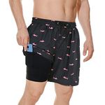 Mens Swim Trunks Quick Dry Mens Board Shorts Bathing Suits Mens Swim Trunks with Compression Liner Shark pink X-Large