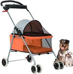 BestPet New BestPet Orange Posh Pet Stroller Dogs Cats w/Cup Holder