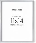 HAUS AND HUES 11 x 14 Silver Picture Frames - Set of 1 11 x 14 Metal Poster Frame, Metal Picture Frames, Diploma Frames 11x14, Modern Picture Frame 11x14, Document Frame 11x14 (Silver Aluminum Frame)