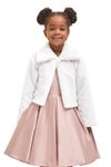 Lilax Girls Cozy Faux Fur Bolero Wedding Jacket Shrug, White, 7