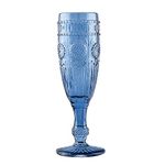 WEDDINGSTAR Vintage Style Pressed Glass Champagne Flute 6oz - Blue