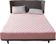 CHICTI Waterproof Mattress Protector Queen Size Mattress Pad Cover Breathable Cooling Cotton Surface Noiseless Machine Washable Protection Cover-Hypoallergenic (Color : Pink, Size : 150x200cm)