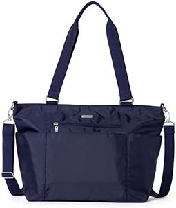 Baggallini Essential Laptop Tote - Work Tote Bag with Laptop Sleeve - Lightweight Travel Crossbody Shoulder Bag for Women, Cadet Navy