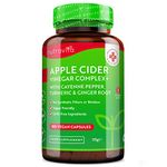 Apple Cider Vinegar Capsules with Cayenne Pepper, Turmeric and Ginger Root - 180 Vegan Capsules Made from UK Grown Apples - Raw Unfiltered ACV - 1033mg Daily Dosage - Made in The UK by Nutravita